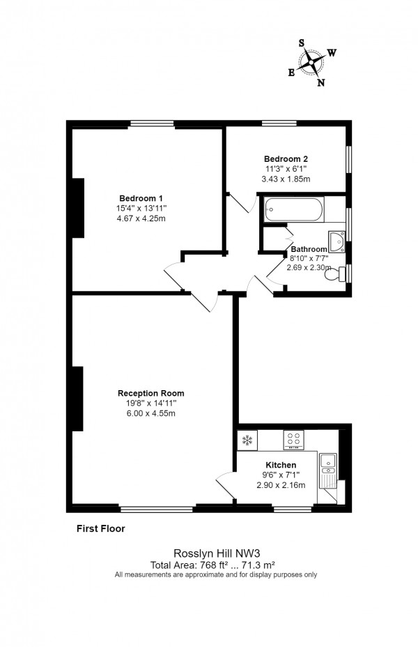 Floorplan for Rosslyn Hill, Hampstead NW3